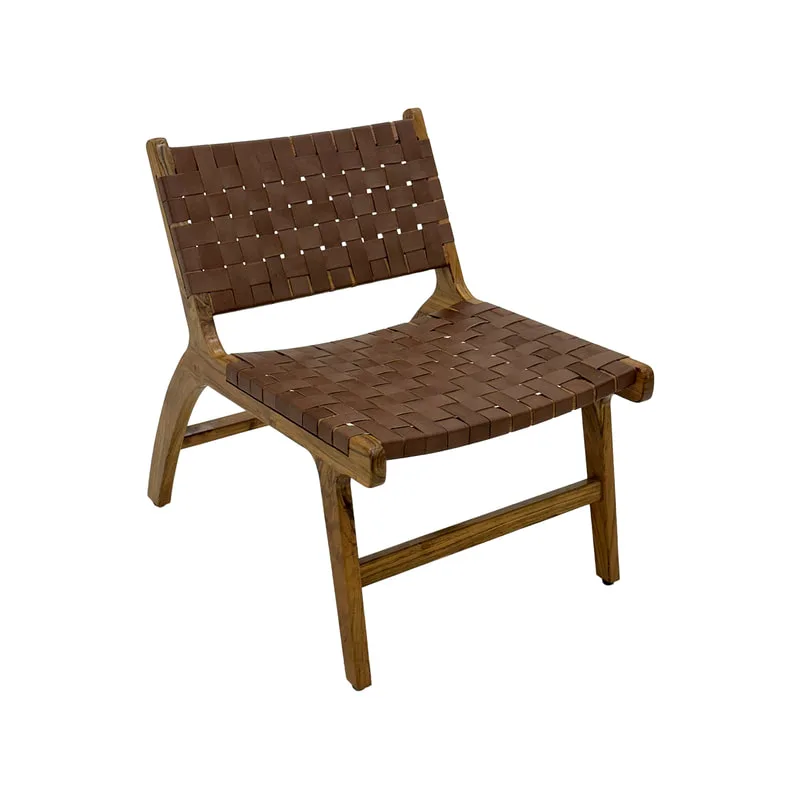 F-AC138-NT Baxter accent chair in natural tan leather with wooden frame