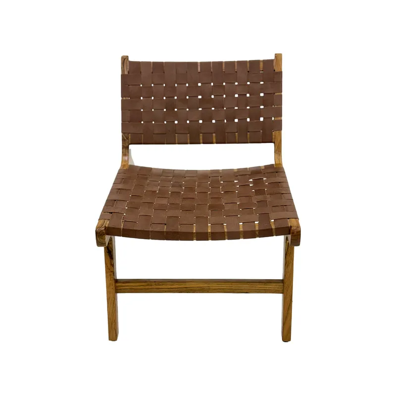 F-AC138-NT Baxter accent chair in natural tan leather with wooden frame