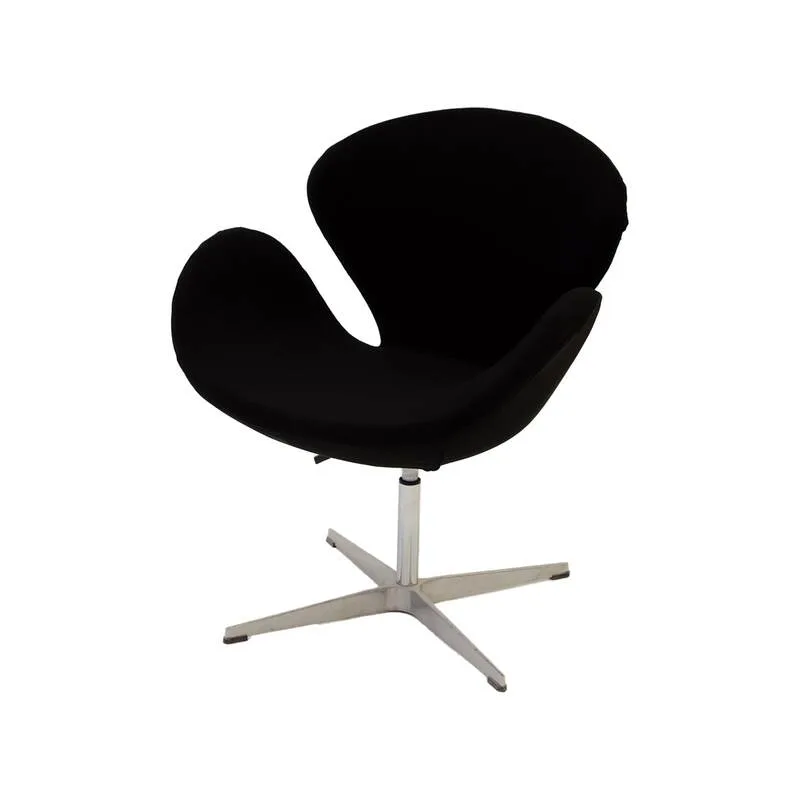 F-AC142-BL Swan accent chair in black fabric with metal legs 