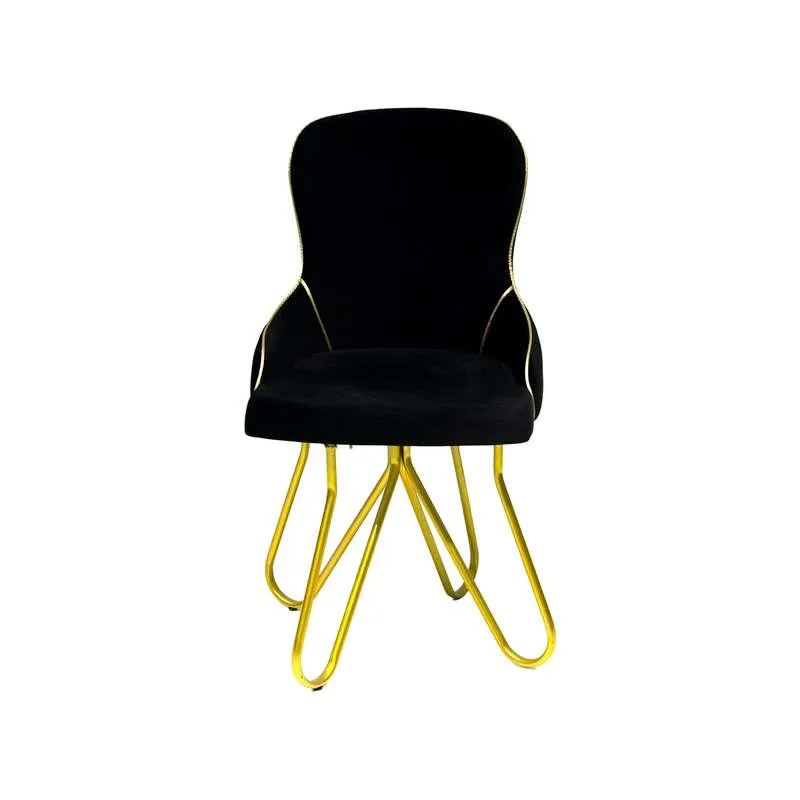 F-AC149-BL Adele accent chair in black velvet with gold swivel base