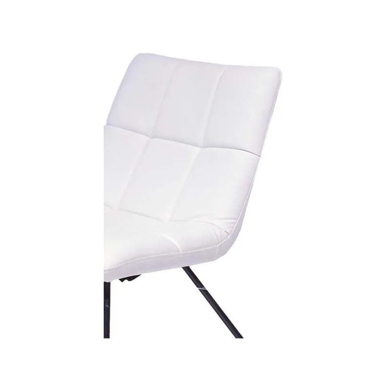 F-AC150-BW Therese accent chair in white leatherette with black criss cross metal legs 