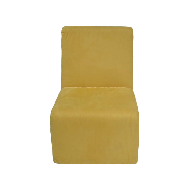 F-AC154-YL Vance accent chair in yellow velvet with wooden button legs