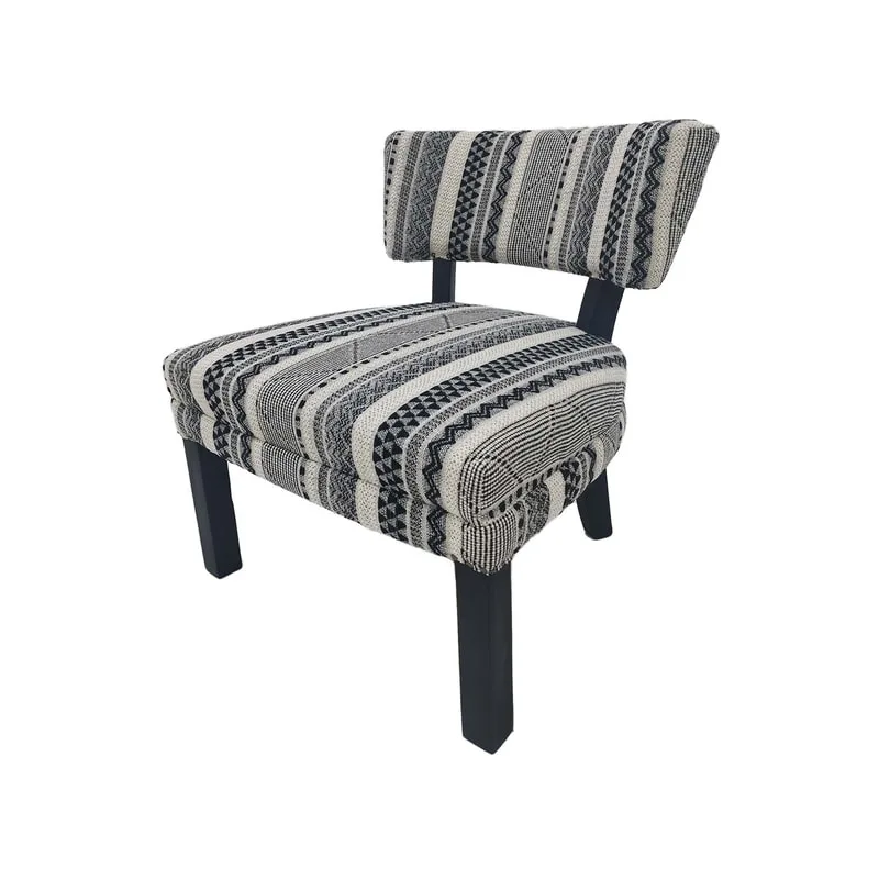 F-AC172-BC Lacey accent chair in black & cream fabric with black wooden legs 
