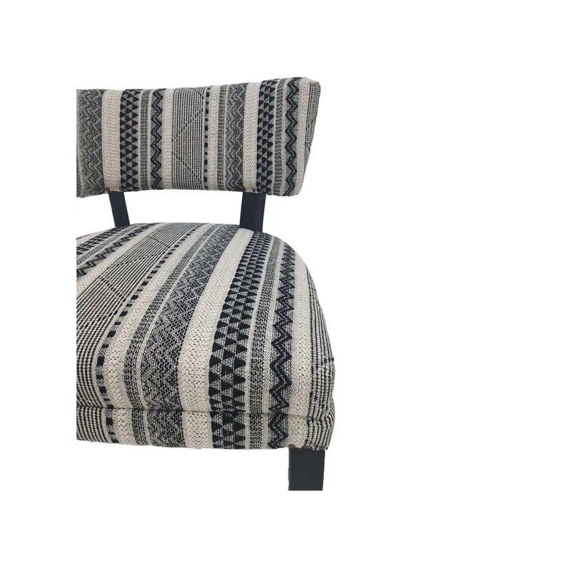 F-AC172-BC Lacey accent chair in black & cream fabric with black wooden legs 