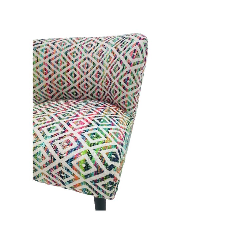 F-AC173-MC Arcus accent chair in multi-coloured fabric with black wooden legs 