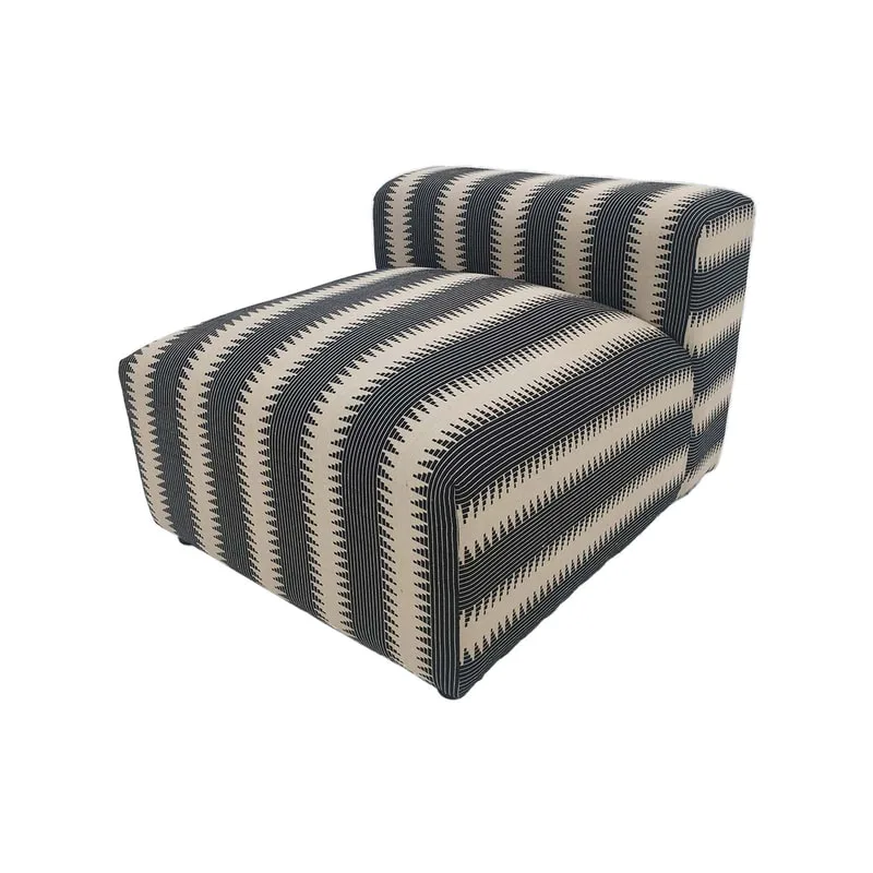 F-AC175-BC Missoni accent chair in black & cream fabric with black low wooden feet 