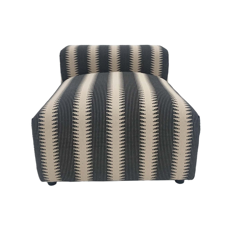 F-AC175-BC Missoni accent chair in black & cream fabric with black low wooden feet 