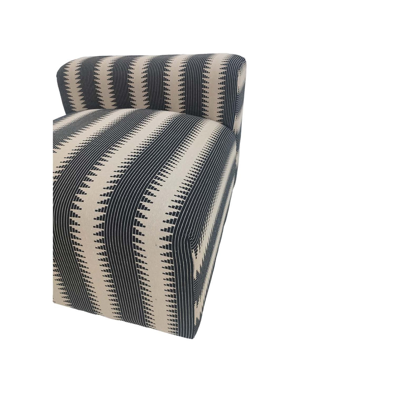F-AC175-BC Missoni accent chair in black & cream fabric with black low wooden feet 