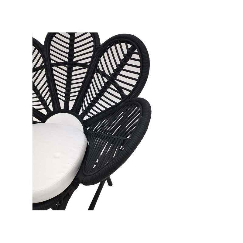 F-AC202-BL Bella accent chair with black cane frame and white cotton seat pad 
