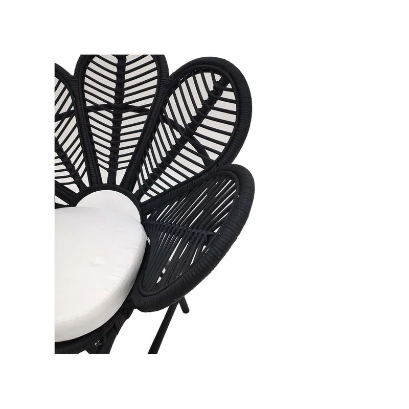 F-AC202-BL Bella accent chair with black cane frame and white cotton seat pad 