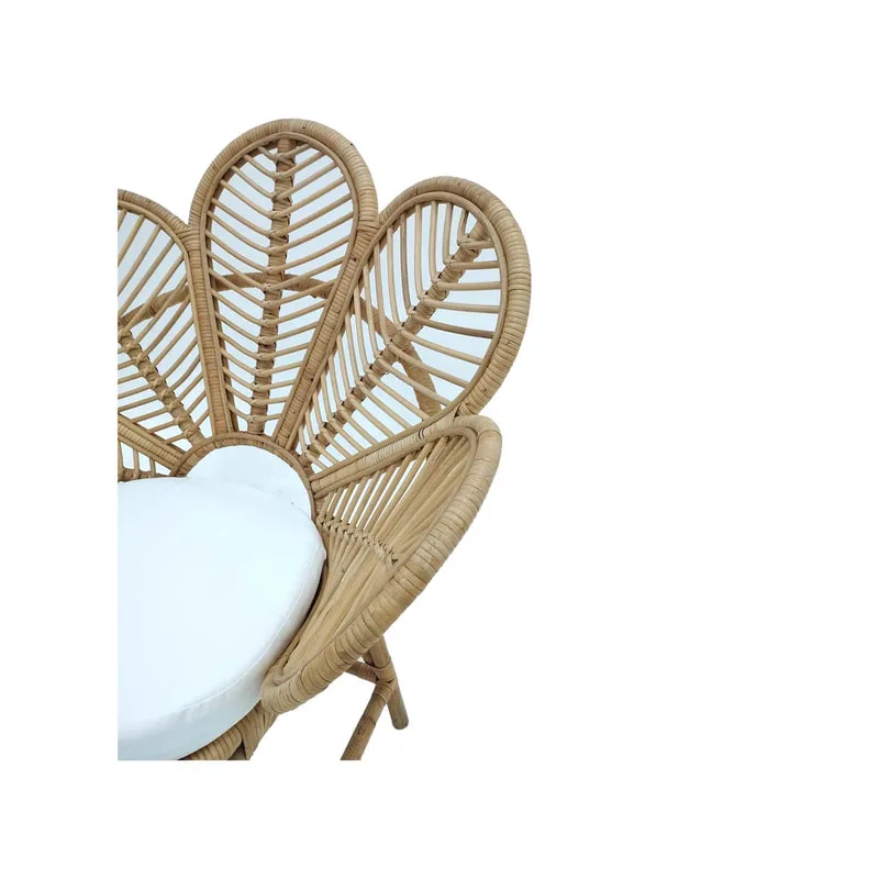 F-AC202-NT Bella accent chair with natural cane frame and white cotton seat pad