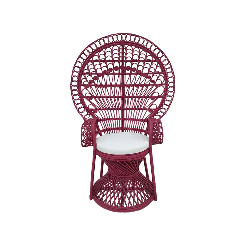 F-AC204-HP Peacock chair with natural cane frame in hot pink