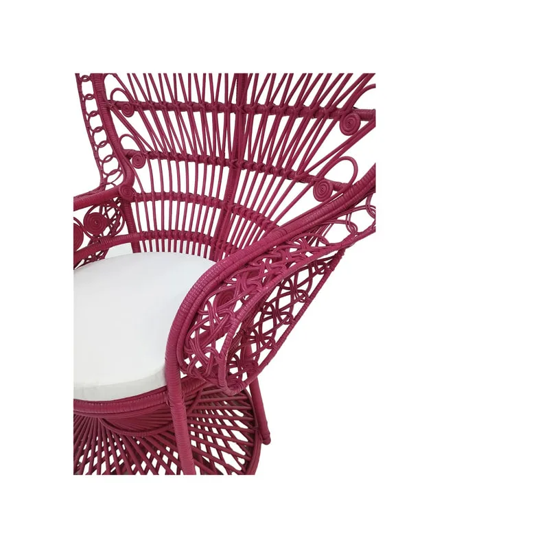 F-AC204-HP Peacock chair with natural cane frame in hot pink