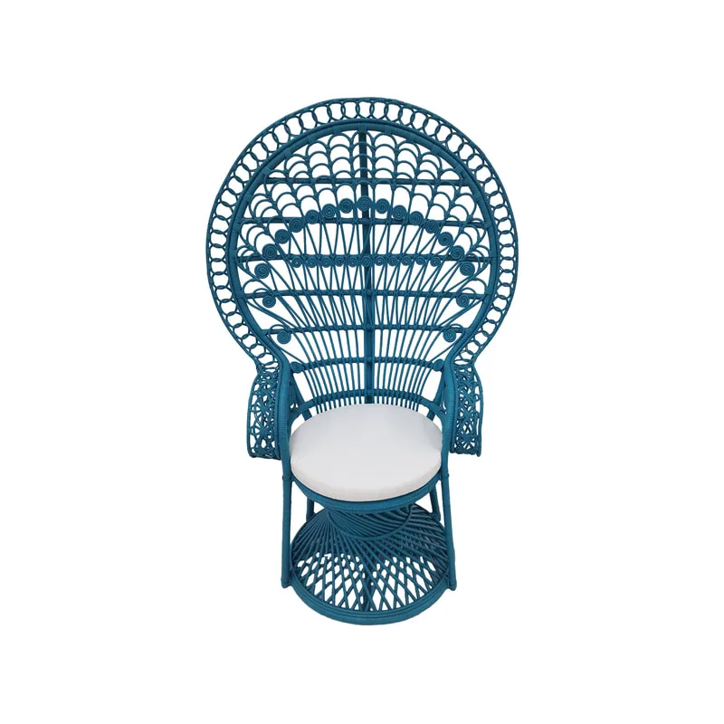 F-AC204-TQ Peacock chair with natural cane frame in turquoise