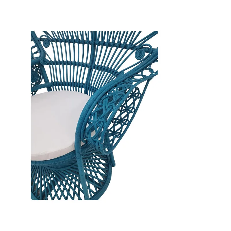 F-AC204-TQ Peacock chair with natural cane frame in turquoise