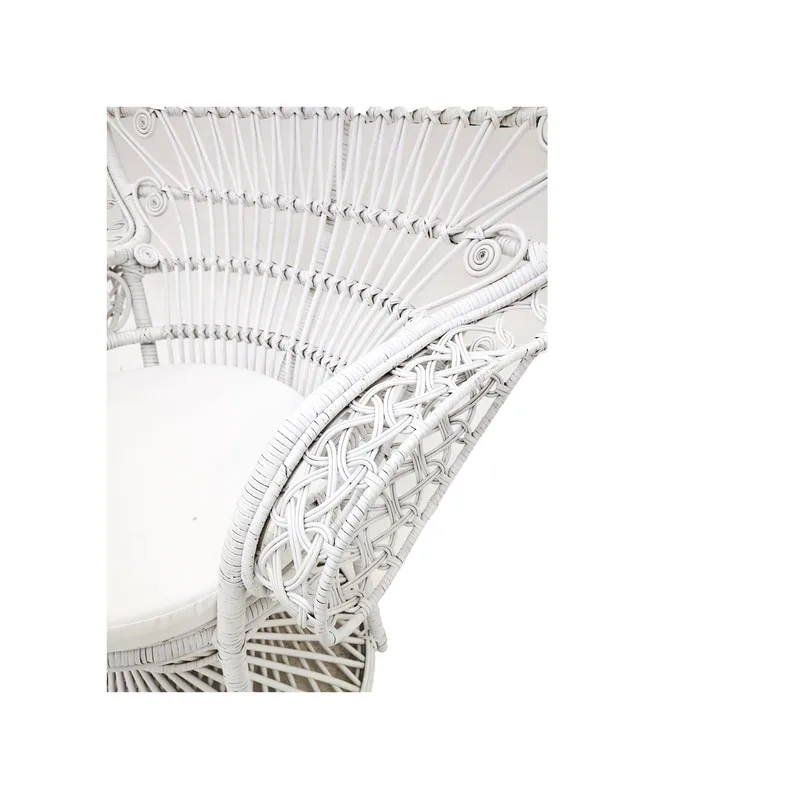 F-AC204-WH Peacock chair with natural cane frame in white