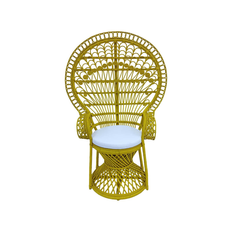F-AC204-YL Peacock chair with natural cane frame in yellow