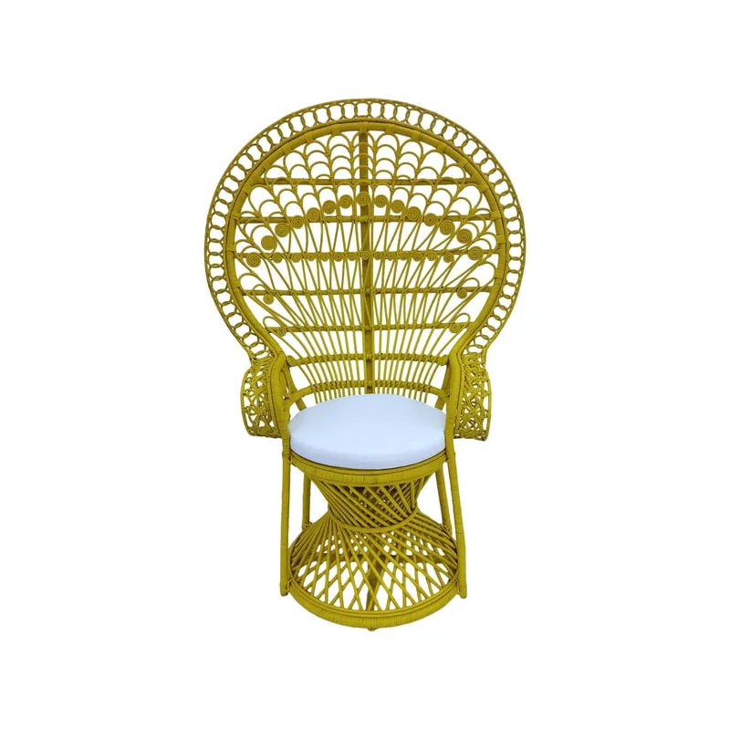 F-AC204-YL Peacock chair with natural cane frame in yellow