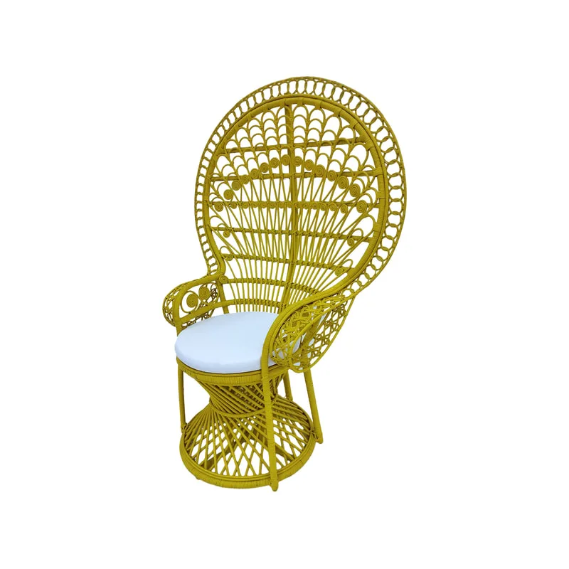 F-AC204-YL Peacock chair with natural cane frame in yellow