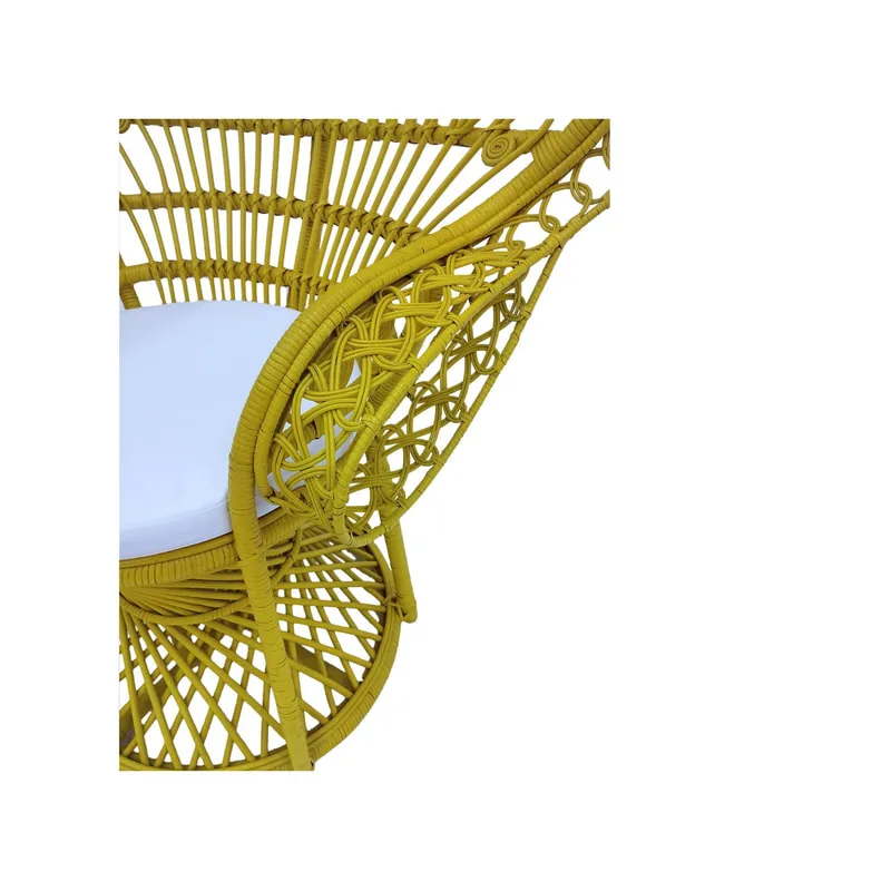 F-AC204-YL Peacock chair with natural cane frame in yellow