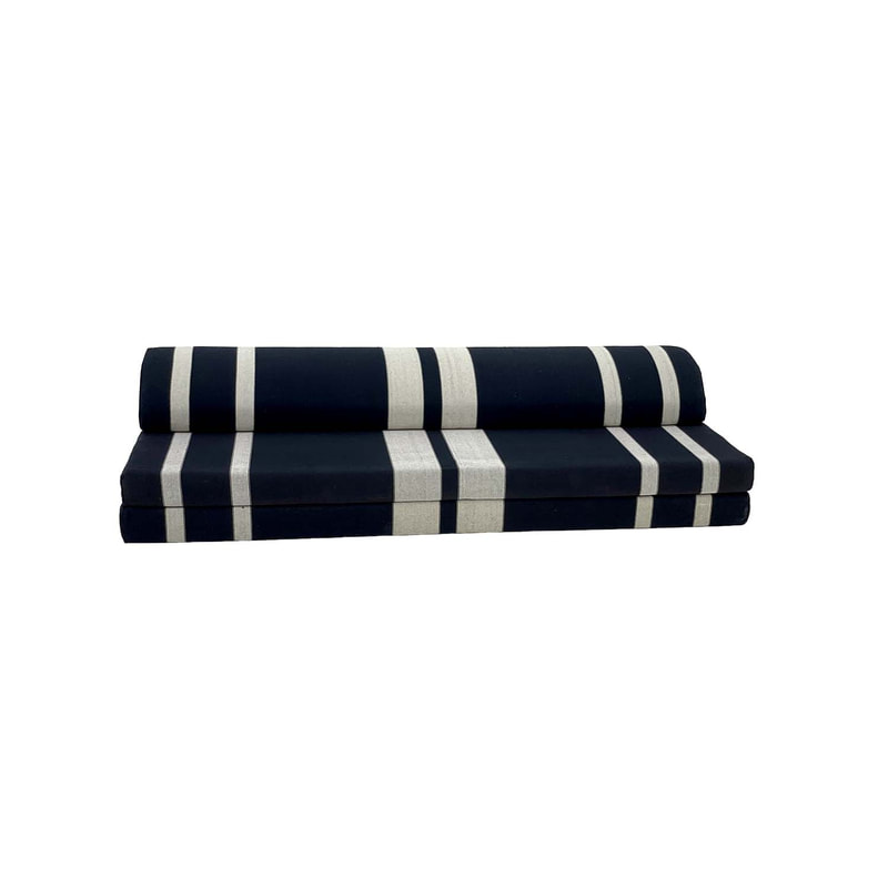 F-AK184-BW Type 4 Arabic seating set with two base cushions & one backrest in black & white fabric