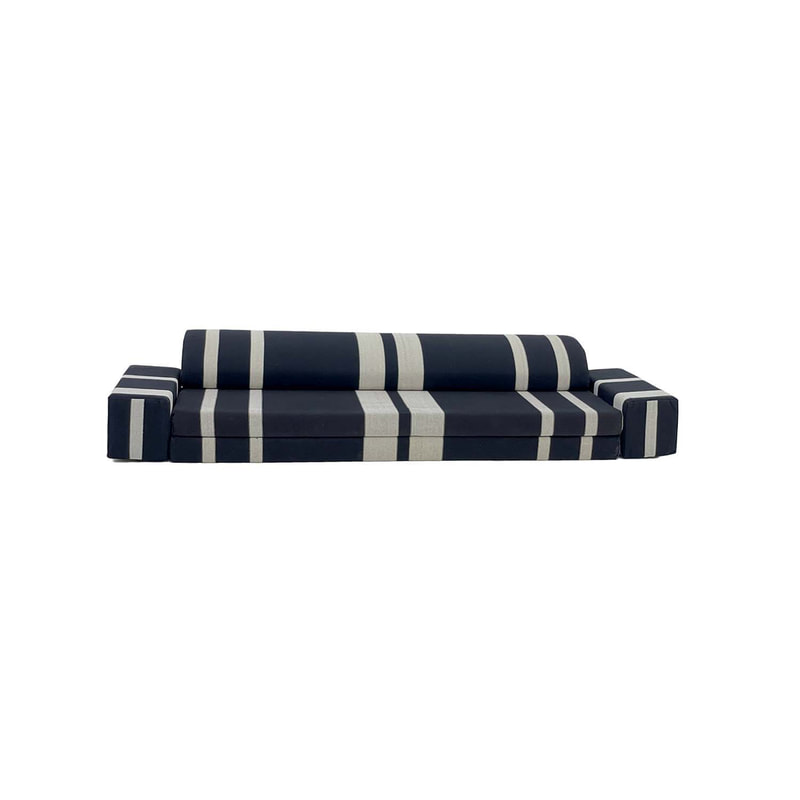 F-AK185-BW Type 5 Arabic seating set with two base cushions & one backrest in black & white fabric