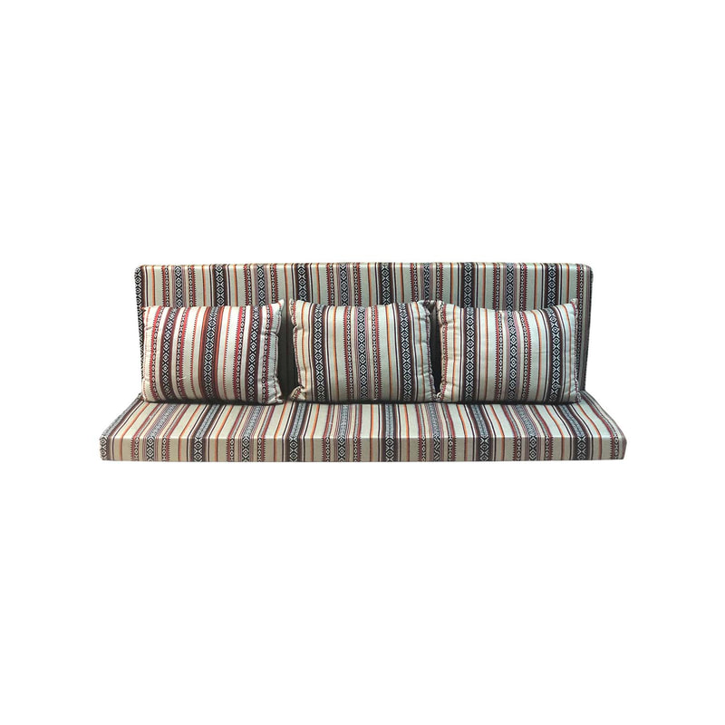 F-AK282-CR Type 2 Arabic seating set with back & base cushion & three pillows in cream fabric