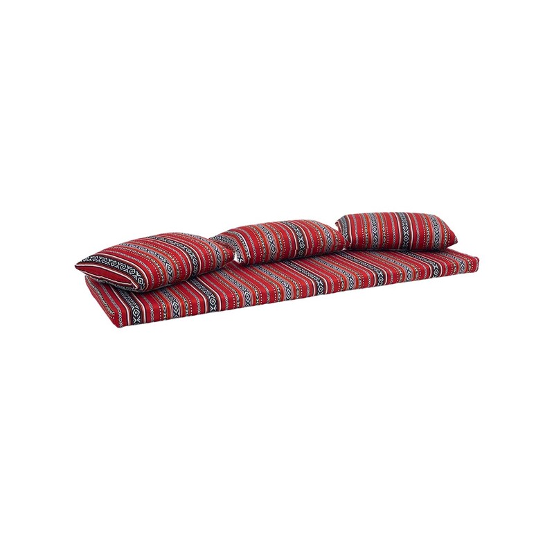 F-AK381-RE Type 1 Arabic seating set with one base cushions & three pillows in red fabric