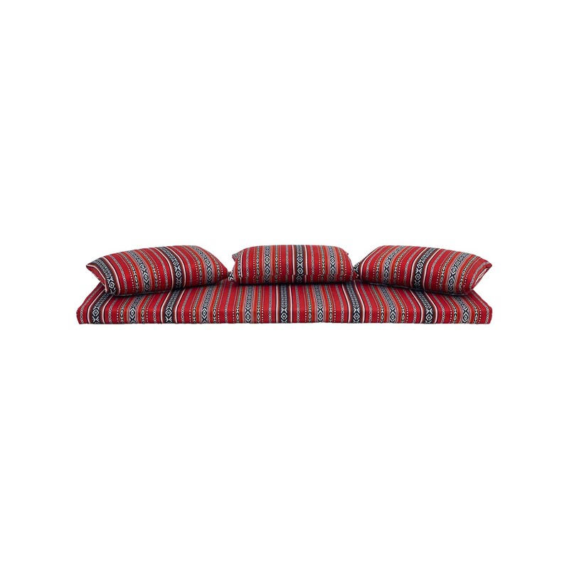 F-AK381-RE Type 1 Arabic seating set with one base cushions & three pillows in red fabric