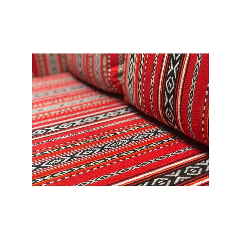 F-AK382-RE Type 2 Arabic seating set with back & base cushion, three pillows & armrest in red fabric