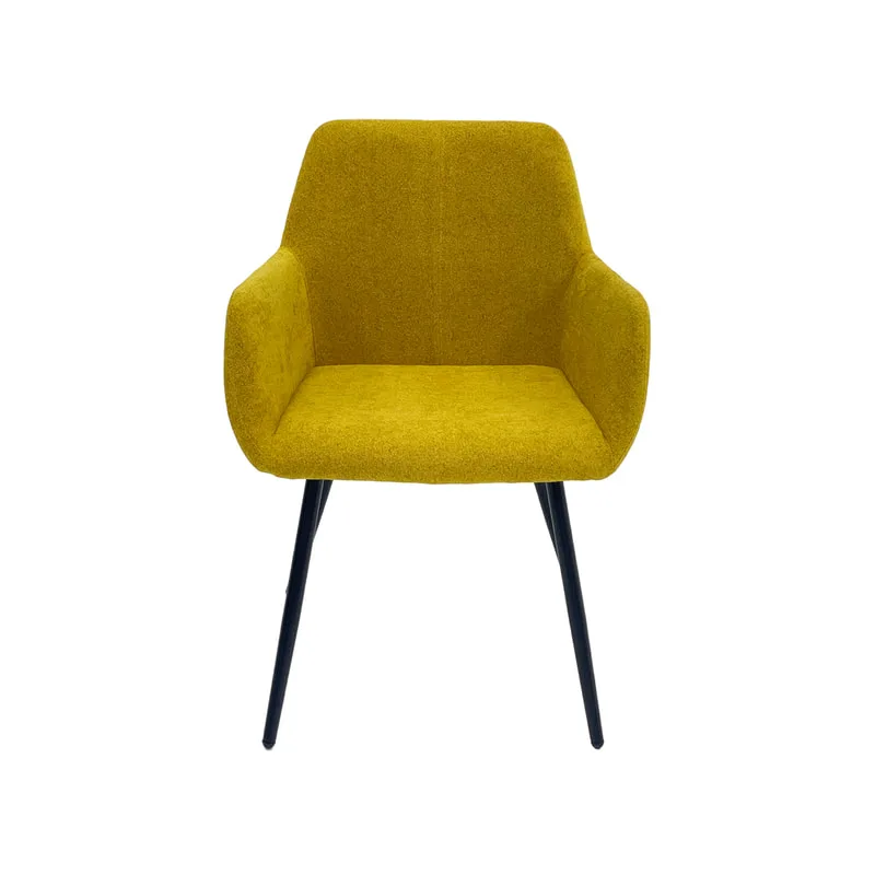F-AR103-MY Lucas armchair in mustard yellow fabric with black legs