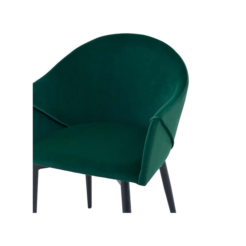 F-AR107-EG Boston armchair in emerald green velvet with black metal legs​