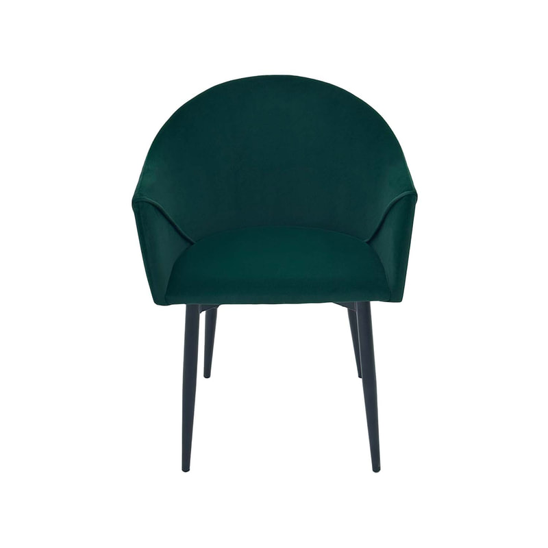 F-AR107-EG Boston armchair in emerald green velvet with black metal legs​