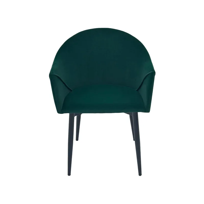 F-AR107-EG Boston armchair in emerald green velvet with black metal legs​