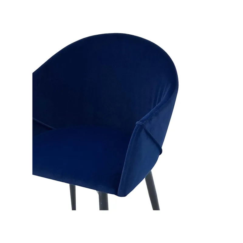 F-AR107-MB Boston armchair in midnight blue velvet with black metal legs​