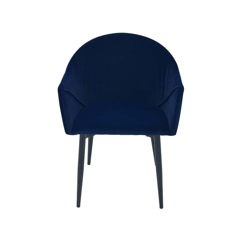F-AR107-MB Boston armchair in midnight blue velvet with black metal legs​