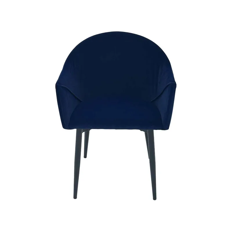 F-AR107-MB Boston armchair in midnight blue velvet with black metal legs​