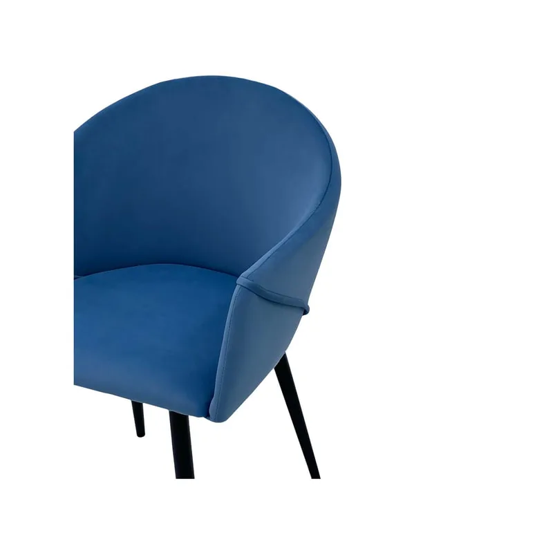 F-AR107-PB Boston armchair in petrol blue velvet with black metal legs​