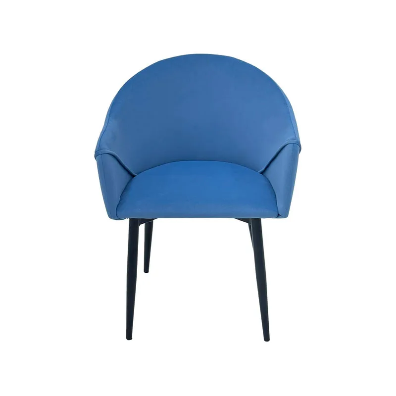 F-AR107-PB Boston armchair in petrol blue velvet with black metal legs​
