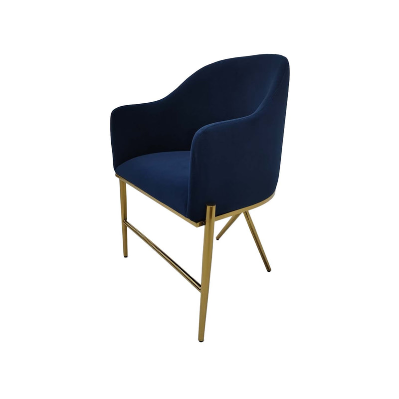F-AR110-MB Lucia armchair in midnight blue velvet with gold frame