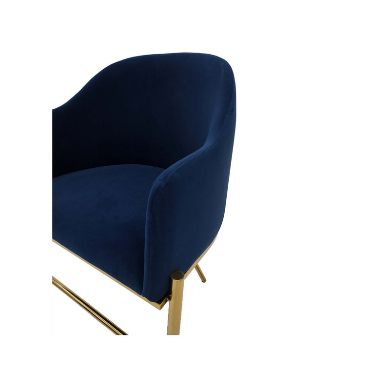 F-AR110-MB Lucia armchair in midnight blue velvet with gold frame
