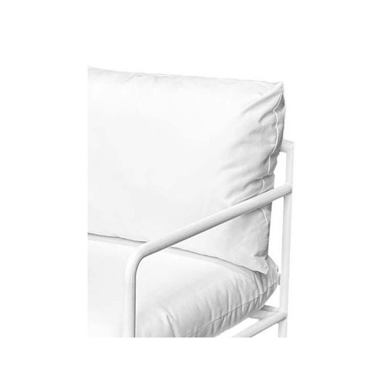 F-AR118-WH Fusion armchair with soft white cushions and white metal frame
