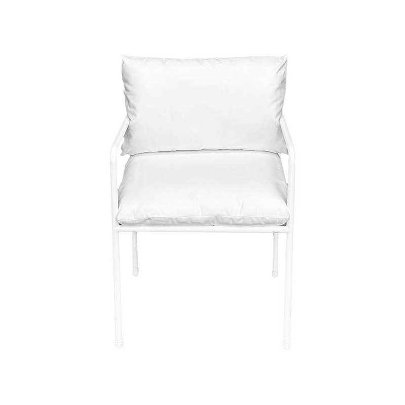 F-AR118-WH Fusion armchair with soft white cushions and white metal frame