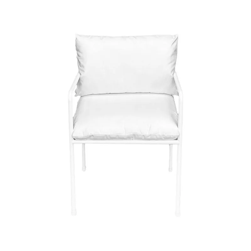 F-AR118-WH Fusion armchair with soft white cushions and white metal frame