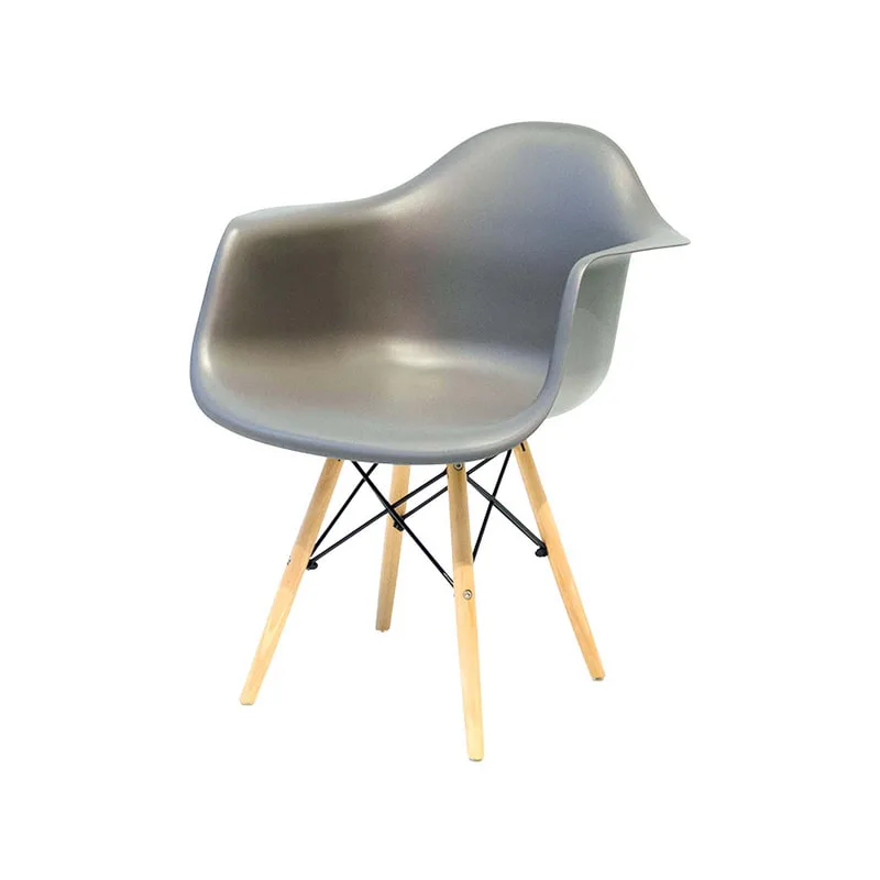 F-AR130-GY Eames armchair in grey with wooden legs 