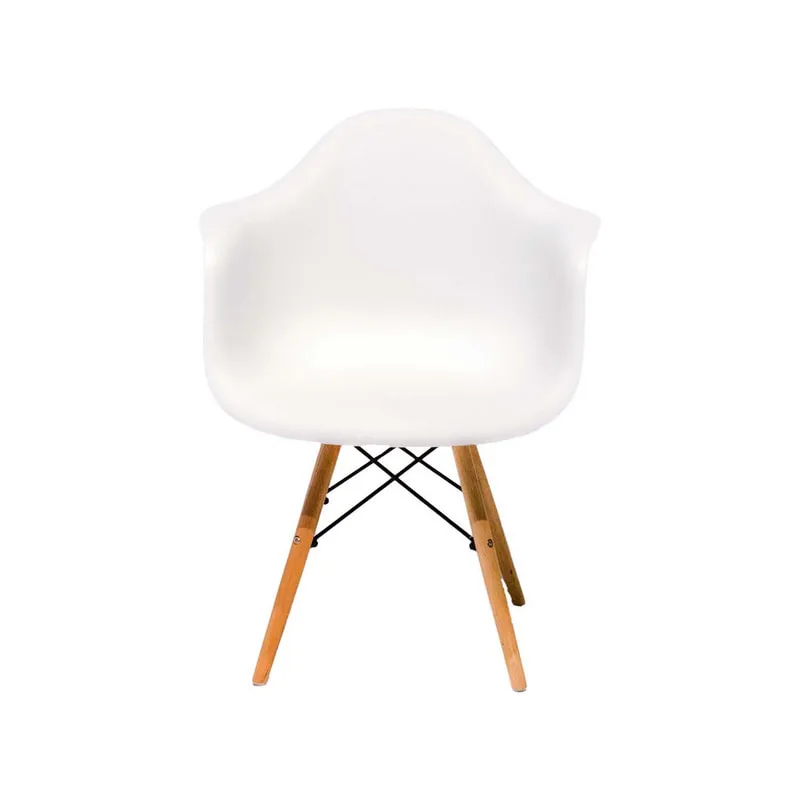 F-AR130-WH Eames armchair in white with wooden legs 