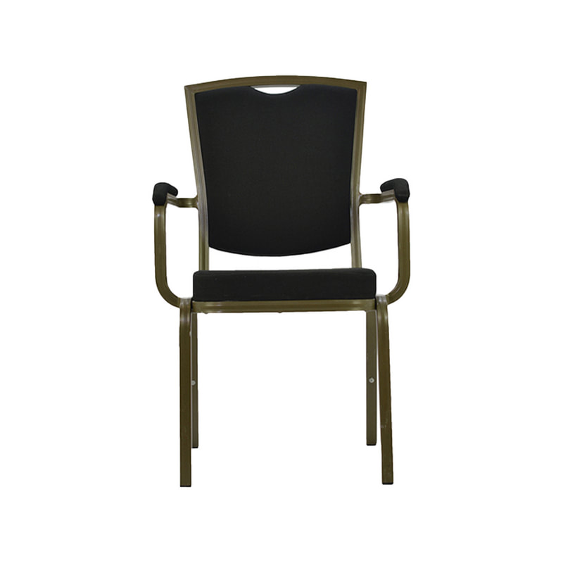 F-BC101-BG Type 1 Banquet chair in black fabric with gold metal legs