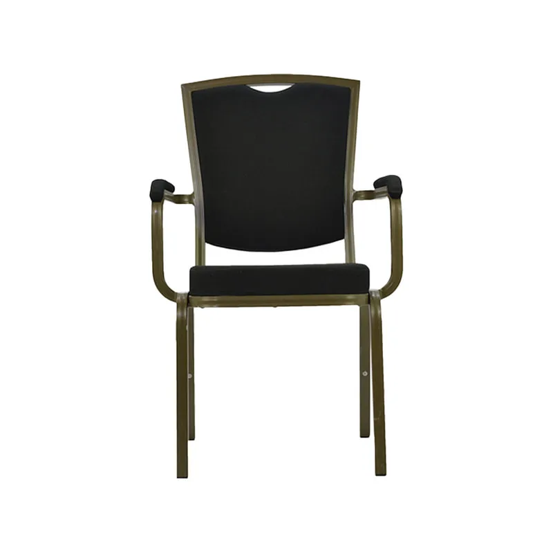 F-BC101-BG Type 1 Banquet chair in black fabric with gold metal legs