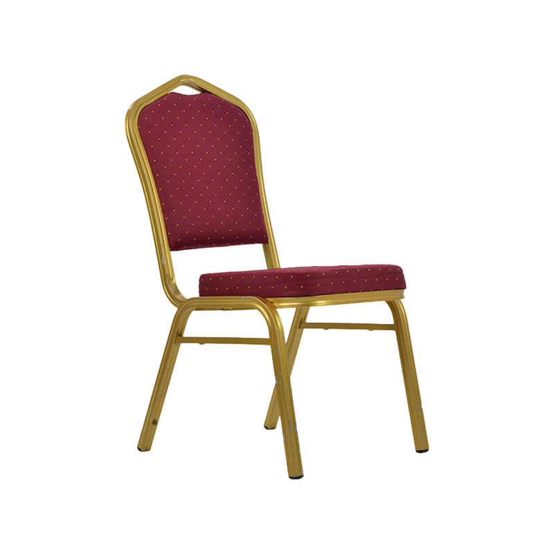F-BC102-RD Type 2 Banquet chair in re fabric with gold metal legs