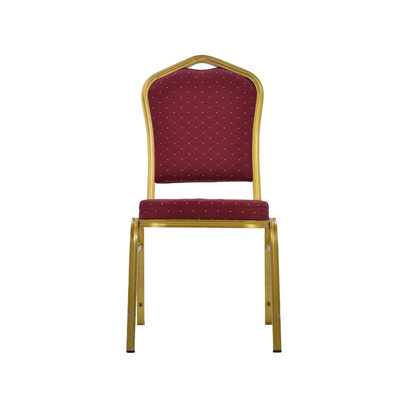 F-BC102-RD Type 2 Banquet chair in red fabric with gold metal legs